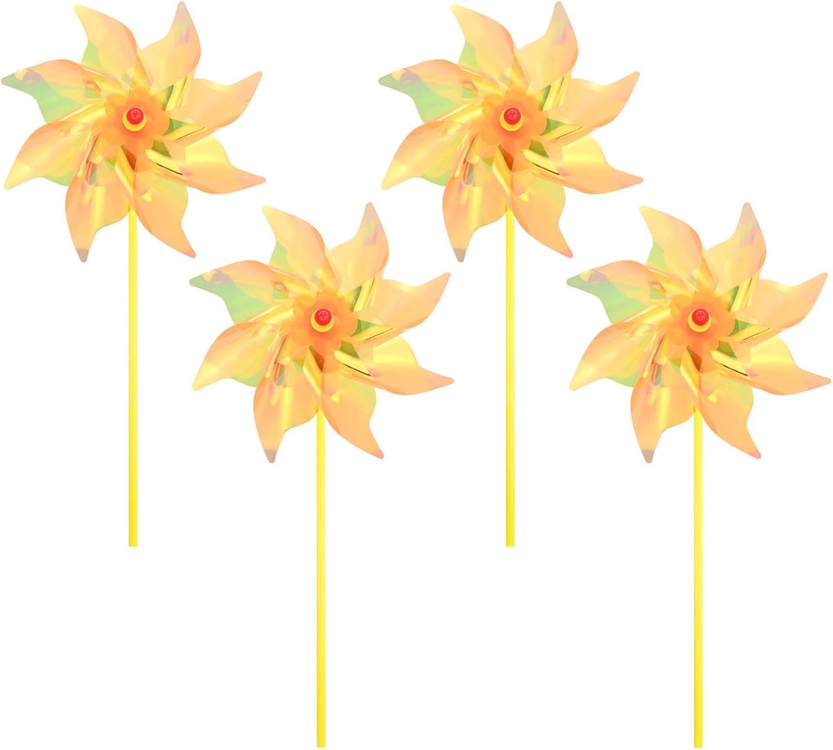 Set van 4 regenboogwielen, 50 cm plastic windspinners buiten bloemenmolen voor feestdecoraties/tuin/tuin, speelgoed windspinners [oranje]