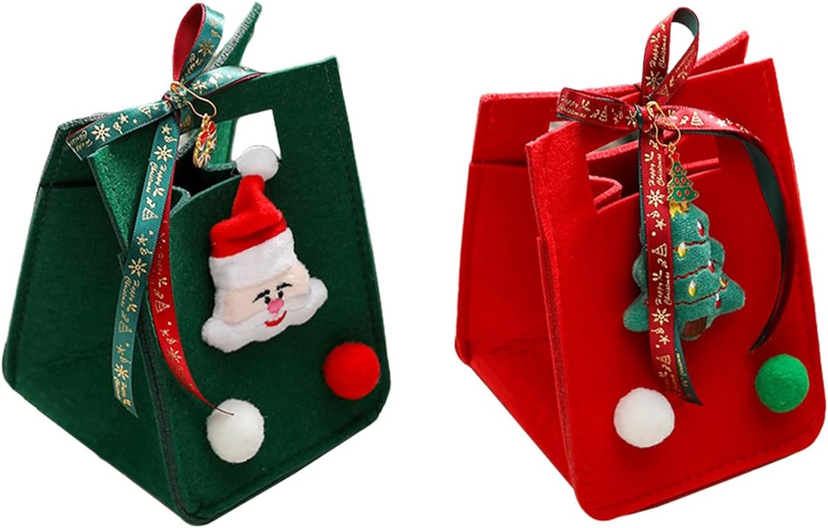 Vilten snoephouder met handvat, draagtas voor kinderen, herbruikbare organisatortas, feestgeschenken voor kerstkousen, feestzakjes voor snoep