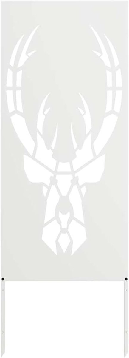 Tuin, inkijkbescherming, canvas, dierenpatroon, van koudgewalst staal, wind- en weerbestendig, decoratief en privé, voor terras, balkon en buiten, 50 x 140 cm, wit