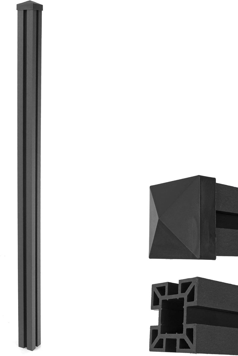 Palen Sarthe-WPC-hek, pijlpaal paal, insteeksysteem 1,88 m 188 x 9 x 9 cm antraciet