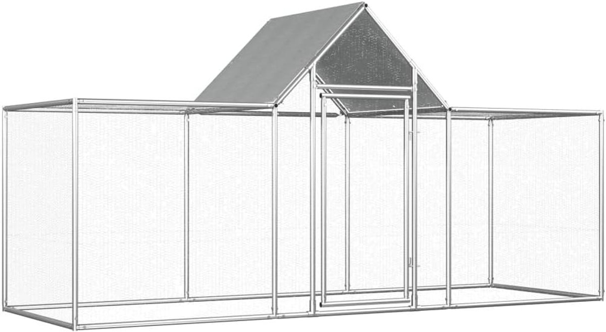 Groot kippenhok voor buiten van verzinkt staal, 3 x 1 x 1,5 m, 9 x 1 x 1,5 m, metalen kippenhok van verzinkt staal, kippenhok Glline, kippenhok voor buiten, kippenhok eenden