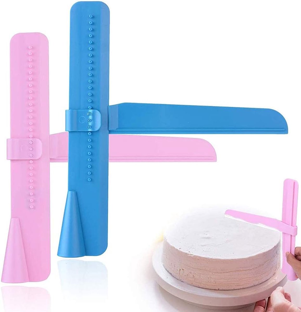 Cake Scraper,2 stks Roze & Blauw Icing Smoother Fondant Smoothing Tool voor het verspreiden van Frosting op taarten