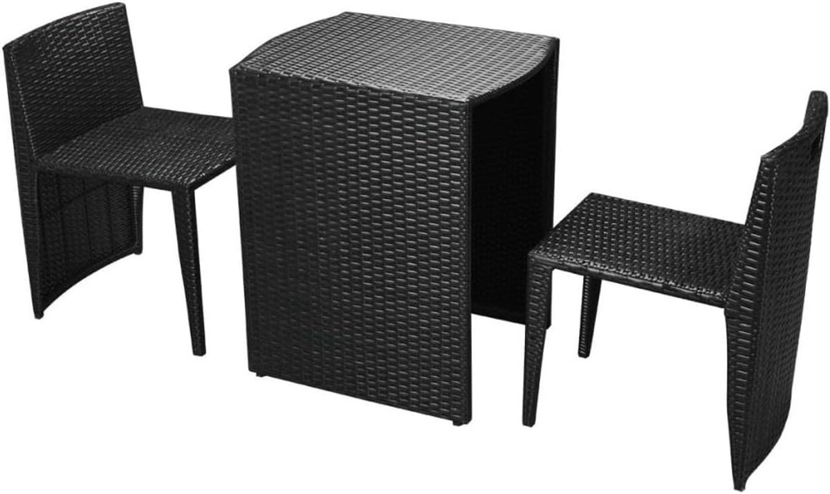 5-TLG. Tuinmeubelset, tuinmeubelen, zitgroep, zitgroep, tuinmeubelset, set met 1 tafel, 2 stoelen, 2 zitkussens, polyrotan, textielweefsel