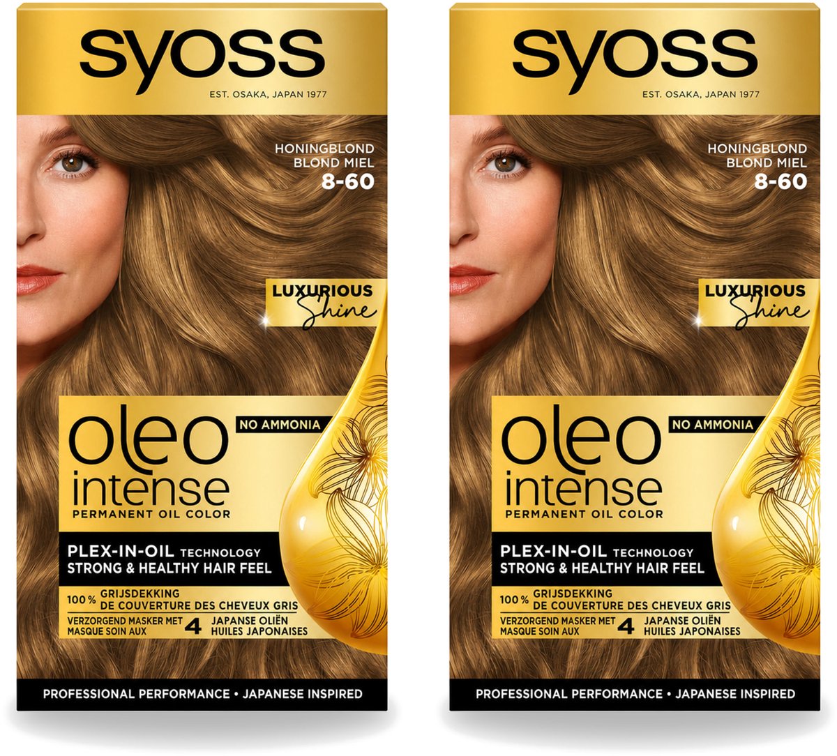 2 x SYOSS - Oleo Intense 8-60 Honing Blond - Haarverf - Zonder Ammoniak - Grijsdekking - Langdurige Kleur - Voordeelverpakking - 2 stuks