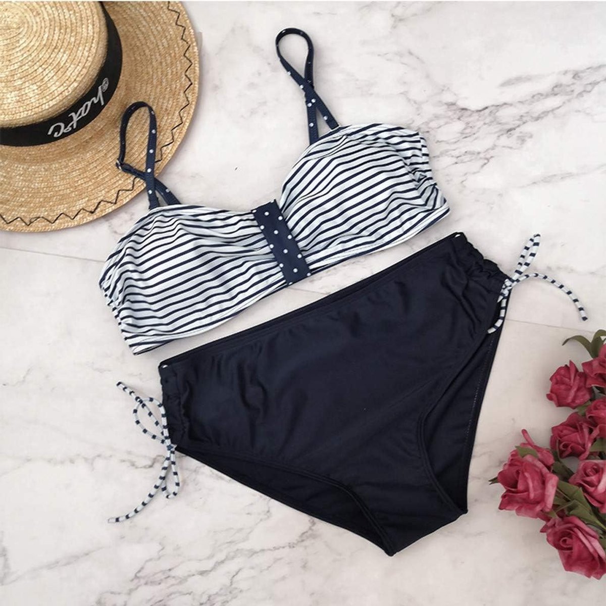 Bloemenbikini, voor zwangere vrouwen, zwangerschapsbadpak met bovendeel, elastisch zwangerschapskostuum voor groeiende buik, stijlvolle metgezel voor strand en zwembad