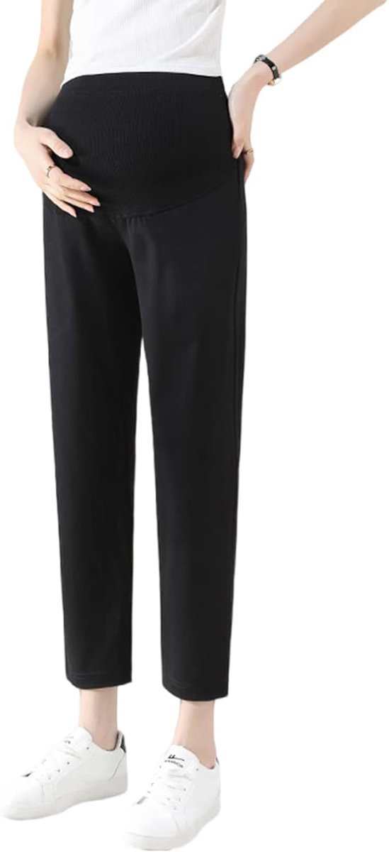 zwangerschapsbroek Straight Relax Ultra comfortabele elastische band verstelbaar, Zwart, L