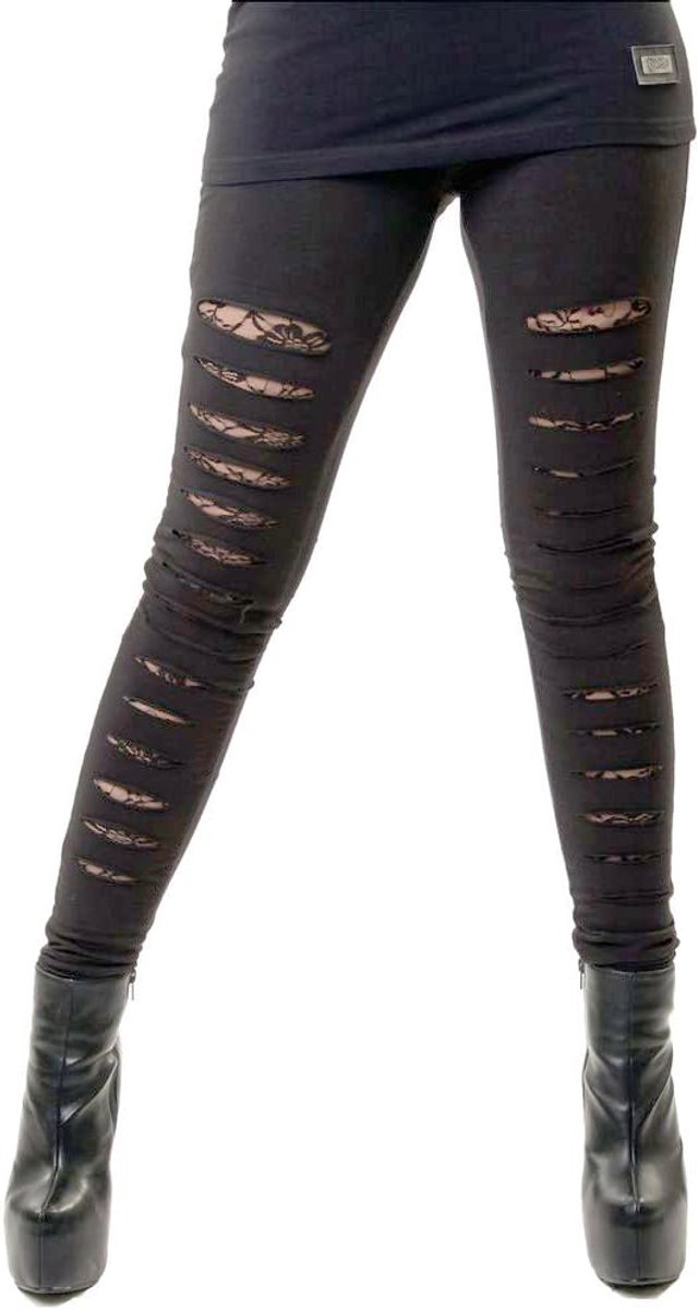 Leggings Vixxsin Punk Slasher Déchiré Gothique, Noir, XL