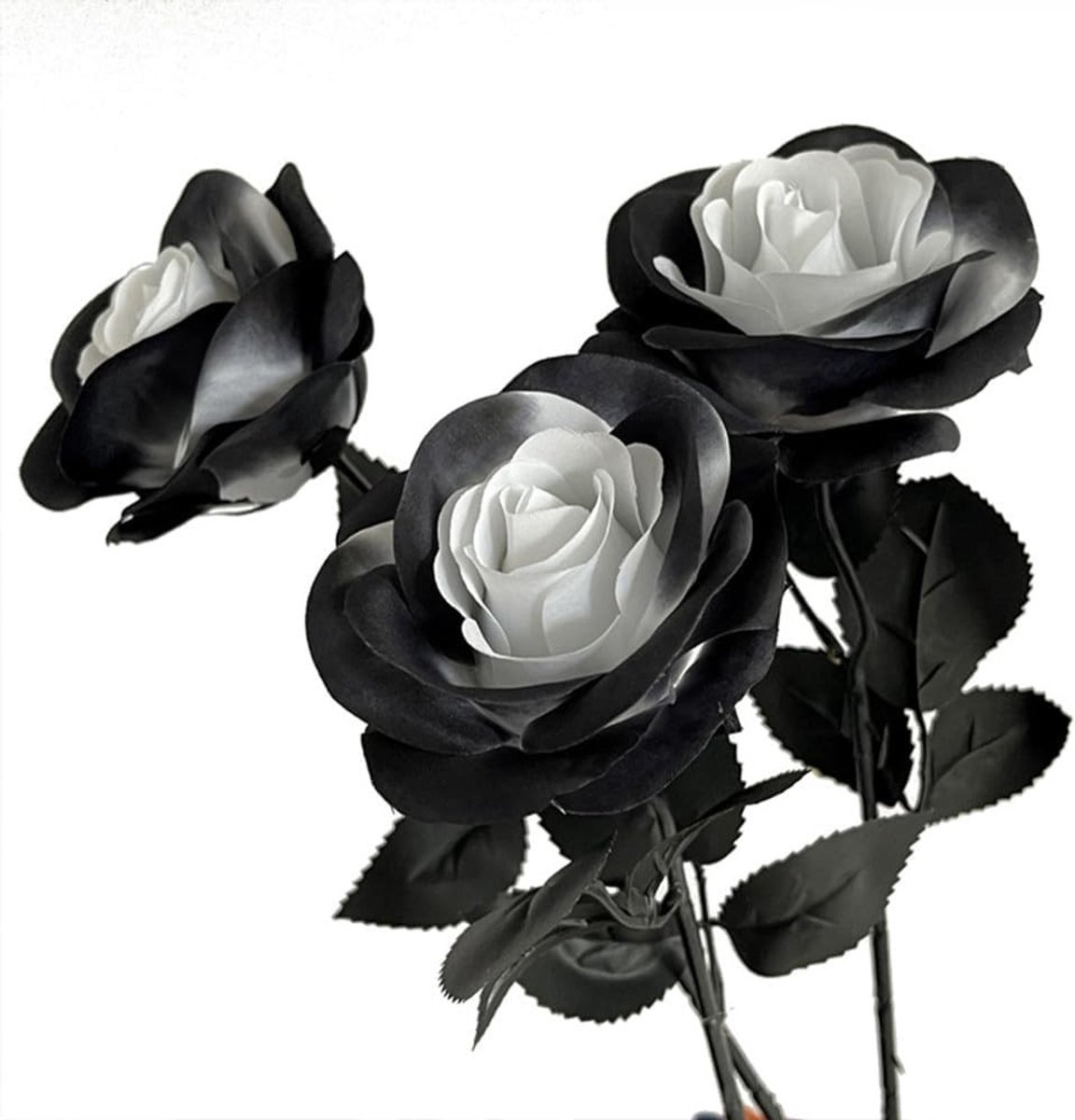 10 Stuks Kunstmatige Zwarte Rozen - Verbleekvrije Zijde Bloemen voor DIY Huisdecoratie, Bruidsboeket en Halloween Versiering