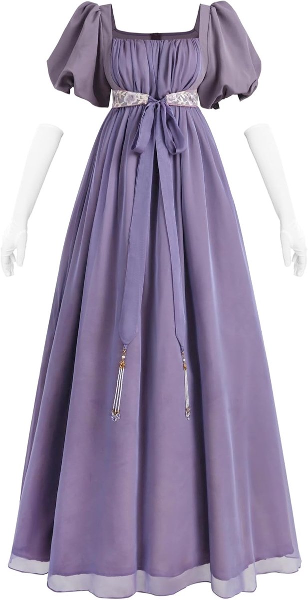 Jurk Dames Empire Taille & Pofmouwen Victoriaanse Theeparty-jurk Jane Austen Jurken Baljurk & Avondjurk Paars