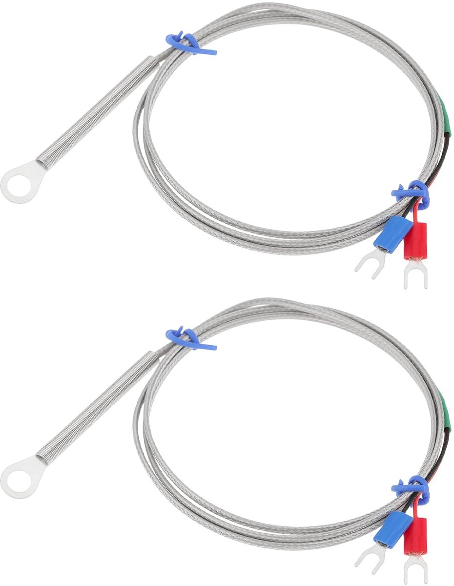 idea 2 stuks K Type Thermokoppel Temperatuur Sensor 6 mm Ring Hoge Temperatuur Sonde 0 tot 600 ° C Roestvrij Staal met 1 m kabel