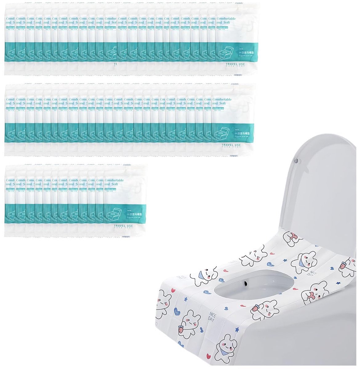 Toilet Seat Cover 50 stuks wegwerp toiletbrilhoes toiletbrilhoes reizen toiletbril kinderen 40 x 60 cm huidvriendelijk