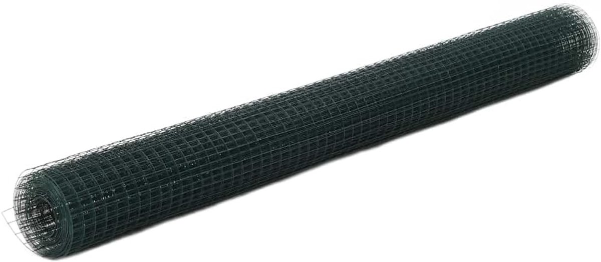 Hek van kippenhok van staal en pvc, 10 x 1,5 m, groen, gaasdraad voor kippenhok, kippenhok, net voor gevogelte 143628