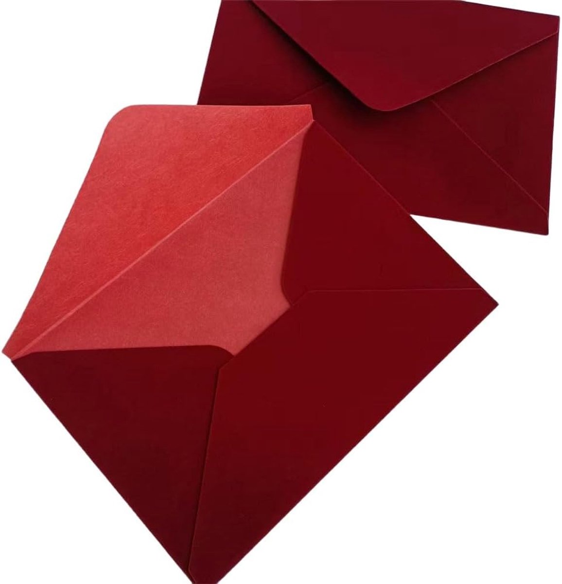 Enveloppen van bordeauxrood fluweel, 13,5 x 19,5 cm, voor uitnodigingskaarten
