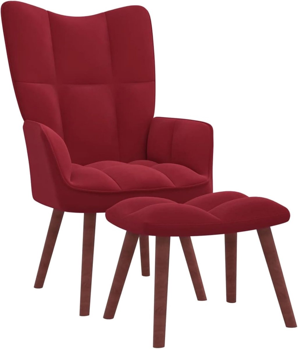 Relaxstoel met voetensteun, wijnrood, fluweel, relaxstoel, televisiestoel, relaxstoel, moderne relaxstoel, woonkamer 328067