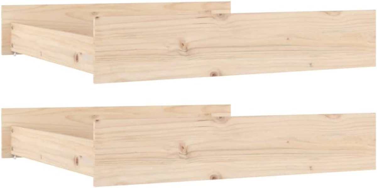 Set van 2 bedlades van massief grenenhout, 90 x 93 x 18 cm, rollade voor onderbed, opbergruimte, slaapkamer, onderbedcommode