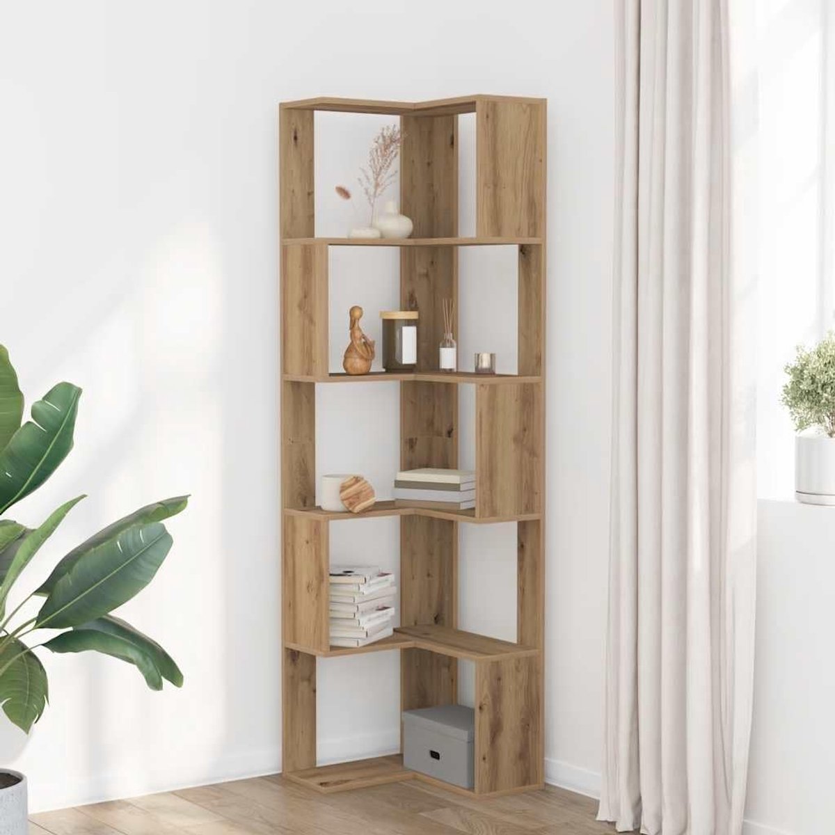 Boekenkast 5 planken Artisan eiken 50x50x179cm houtmateriaal staand