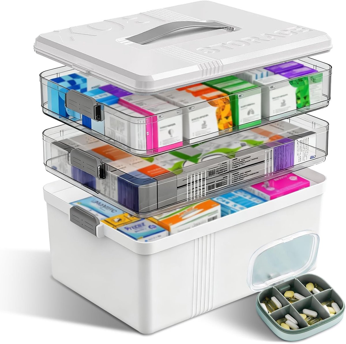 Medicijnenorganizer, Groot, Wit