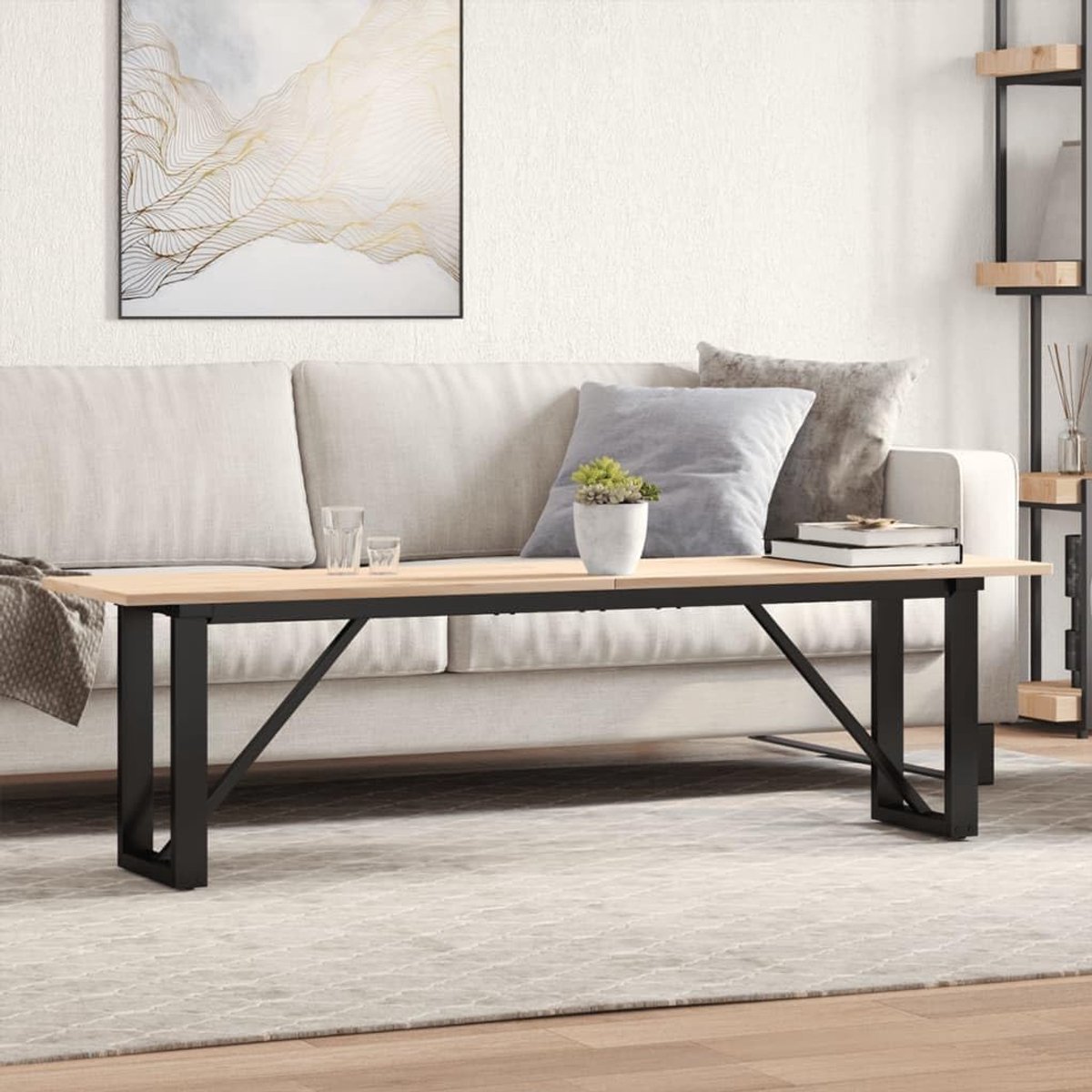 Grenenhout O vorm woonkamertafel 160x40x45 cm