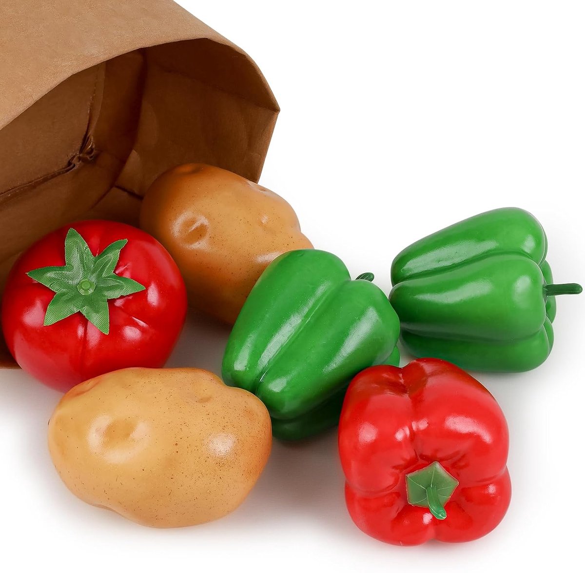6-delige mix nep groenten paprika, aardappel, tomaat, realistische kunstgroente voor huisdecoratie, nep groente voor fotografie rekwisieten weergave