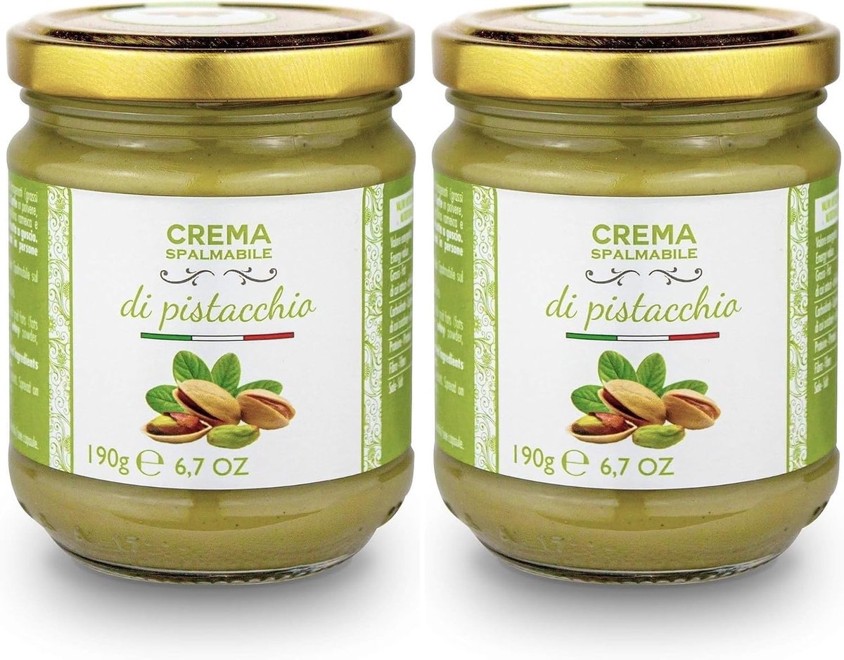 2 x Brontedolci - Pistachio Cream - with 40% Sicilian Pistachios - 2 x 190g