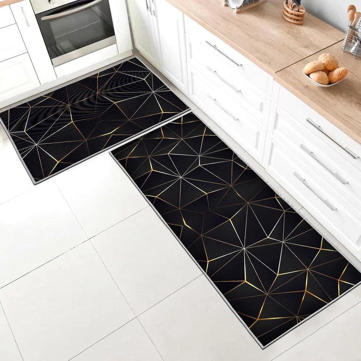 Keukentapijt, Antislip, Wasbaar, Geschikt voor Kinderkamer, Entree, Buiten, Keuken, Foyer, Stijl T, 43 x 150 + 43 x 75 cm