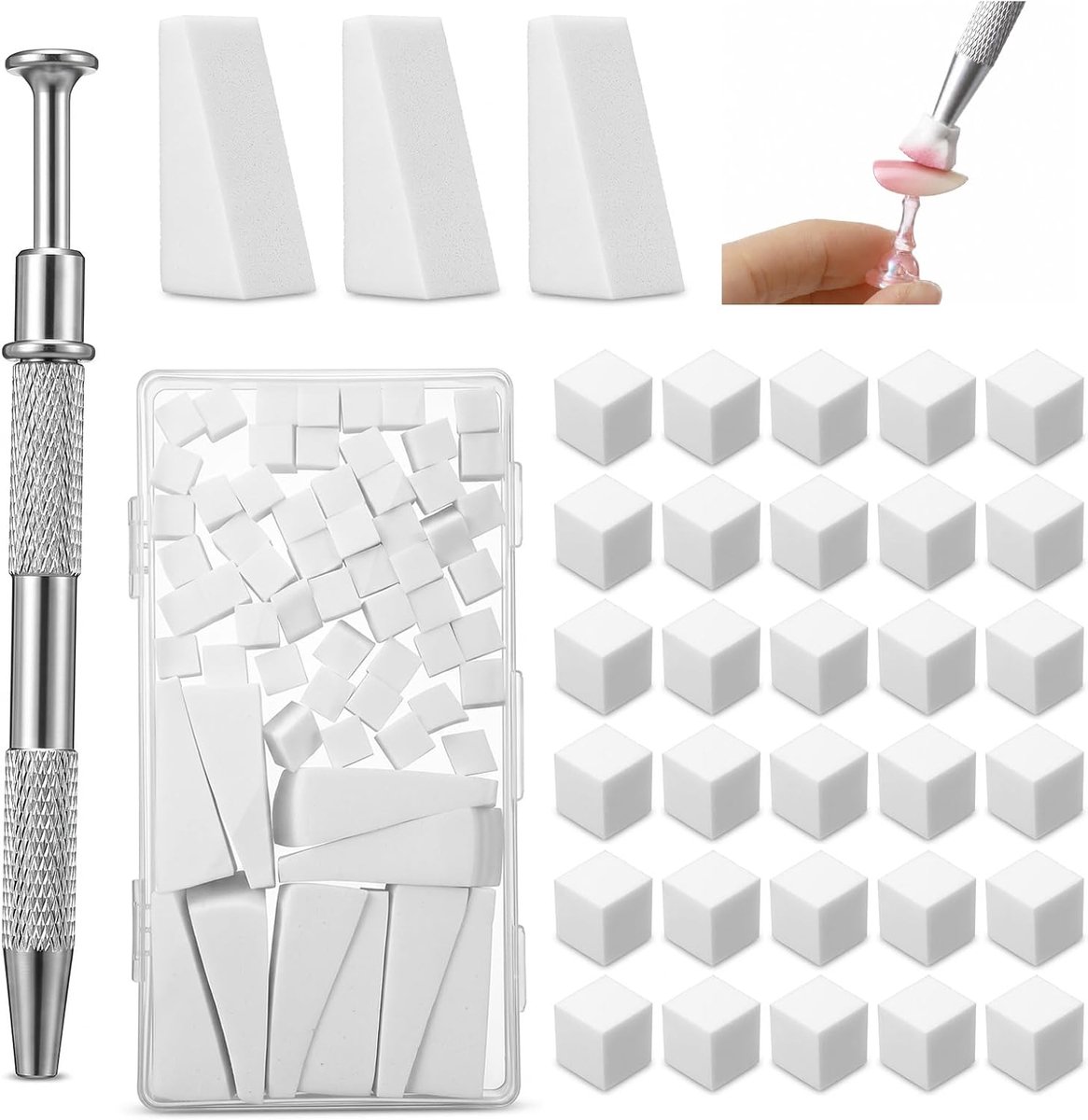 112 Stks Nail Sponzen voor Ombre 1Grabbing Pen 10Wedge Spons 1 Palet
