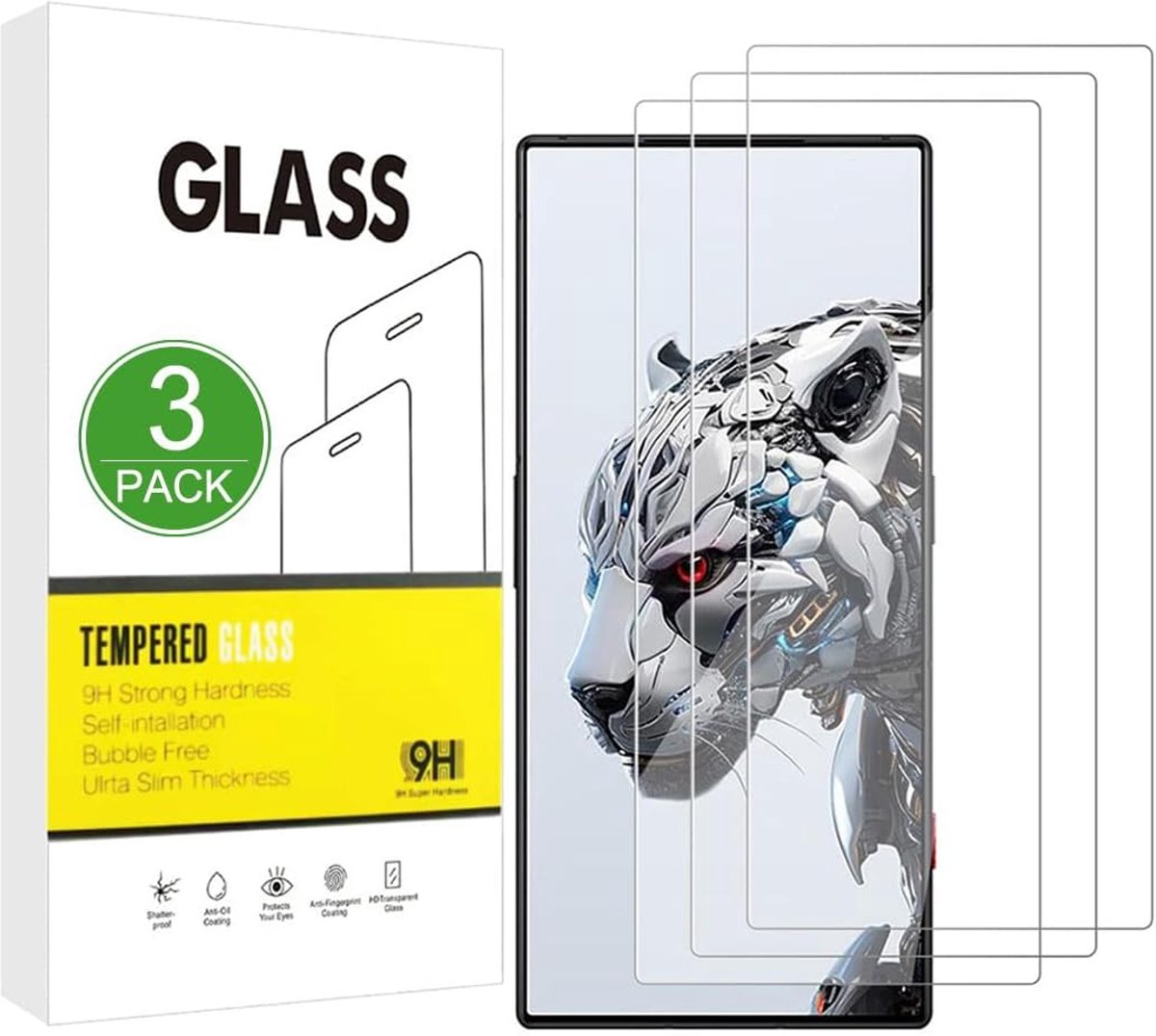Schermbeschermer Compatibel met ZTE Nubia Magic 8S Pro, 3 Pack [9H Hardheid,Hoge Gevoeligheid,Breukvast] 2.5D High Definition Gehard Glasfolie voor ZTE Nubia Magic 8S Pro