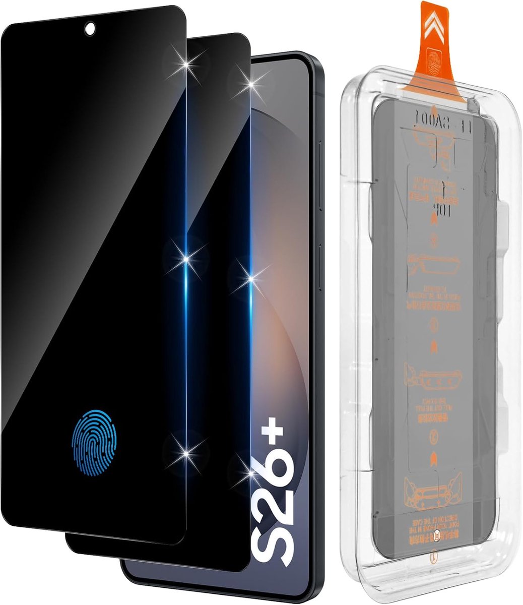 2 stuks privacybeschermingsfolie voor Samsung Galaxy S26 Plus/S26+, pantserglas, luchtbelvrij, auto-installatie, 9H hardheid, anti-vingerafdruk, privacy, veiligheidsglas, krasbestendig