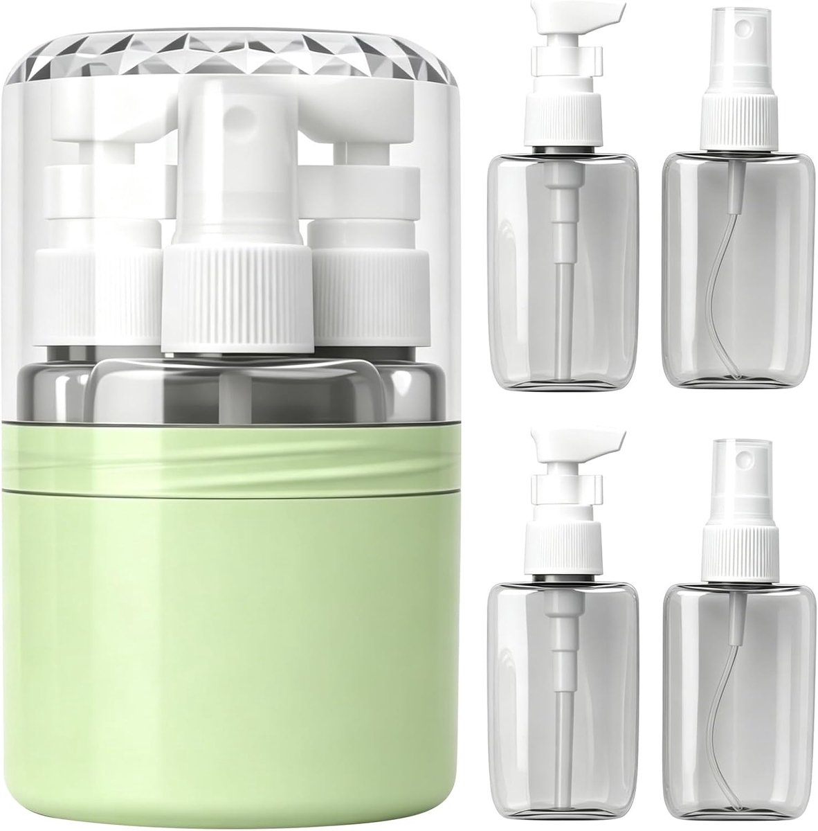 4-In-1 Reisflessen Om Te Vullen, Reisdispenserfles, 4-In-1reisflessenset, Reisset, Lekvrije Cosmetische Flessen Met Etiketten, Twee Sproeitypen, Lekvrij Gespdesign, Voor Reizen, Kantoor