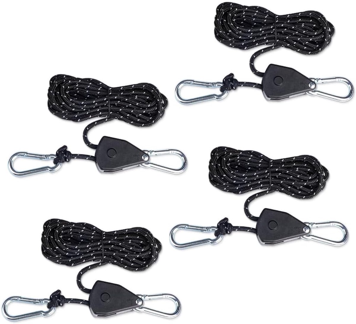 4 stuks 4 m verstelbare reflecterende spanners met 4 mm touw voor zonnezeil, camping, tent, outdoor, zwart