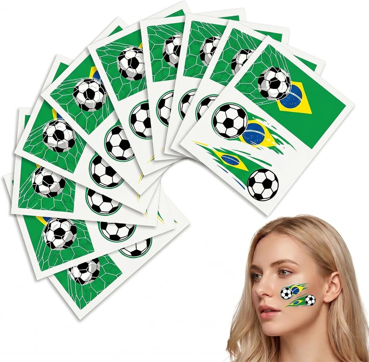 10 stuks Braziliaanse voetbaltattoos, voetbalcadeau, voetbal verjaardag, football party favors
