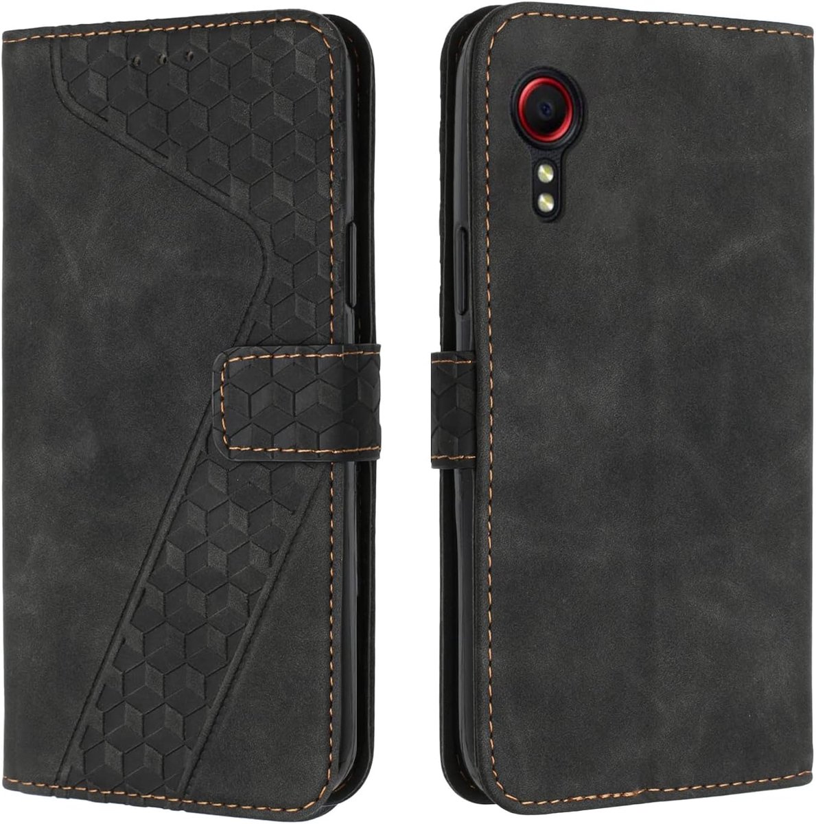 Hoesje voor Samsung Galaxy Xcover 5, Lederen Portemonnee Telefoonhoesjes met Standaard Magnetic Shockproof Flip Leather Wallet Book Case（Zwart）