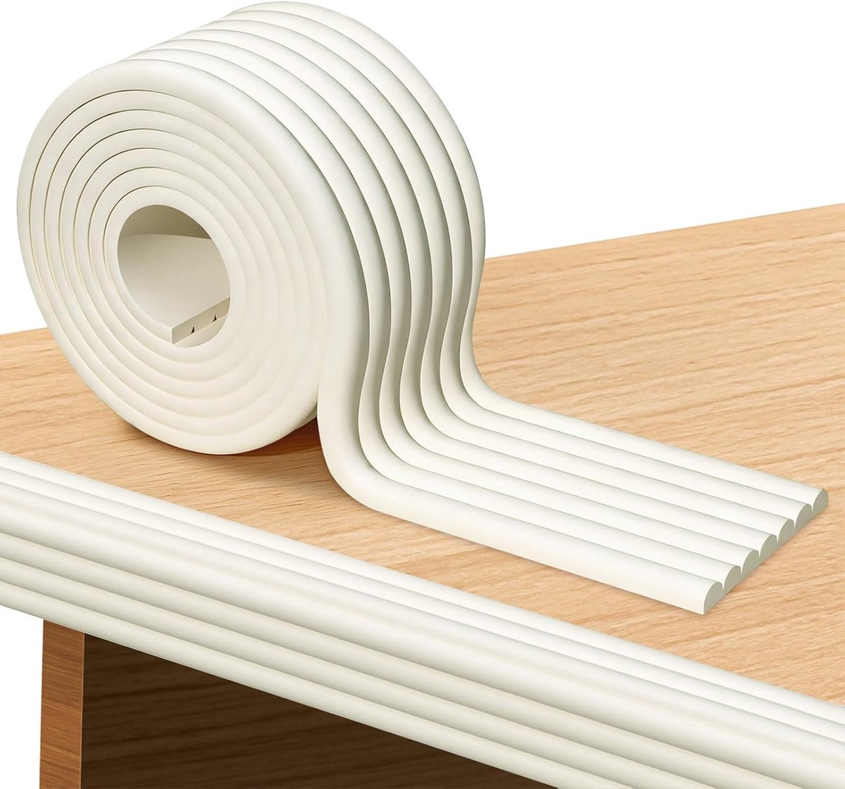 randbescherming voor baby's, 2 m lang, van schuimstof, 8 cm breed, hoekbescherming, schuimstof, randbescherming, zelfklevend, tafelrandbescherming, kinderbescherming voor