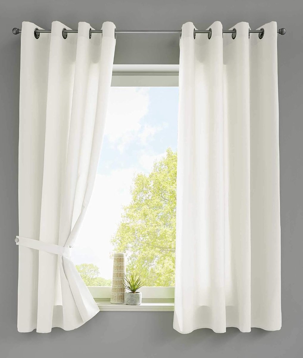 Set van 2 gordijnen sjaal oogjes »Berlin« HxB 175x140 cm crème ondoorzichtig microsatijn lichtdoorlatend Uni mat, 20405N2