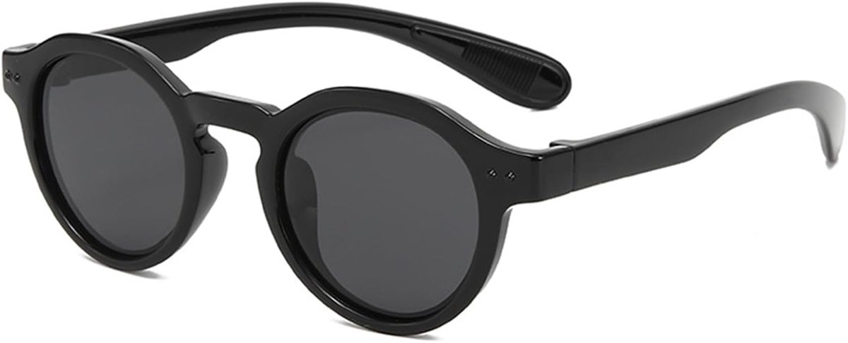 Zonnebril voor kinderen, jongens en meisjes, gepolariseerd, rond, rubber, flexibel frame, kinderzonnebril voor UV400-bescherming