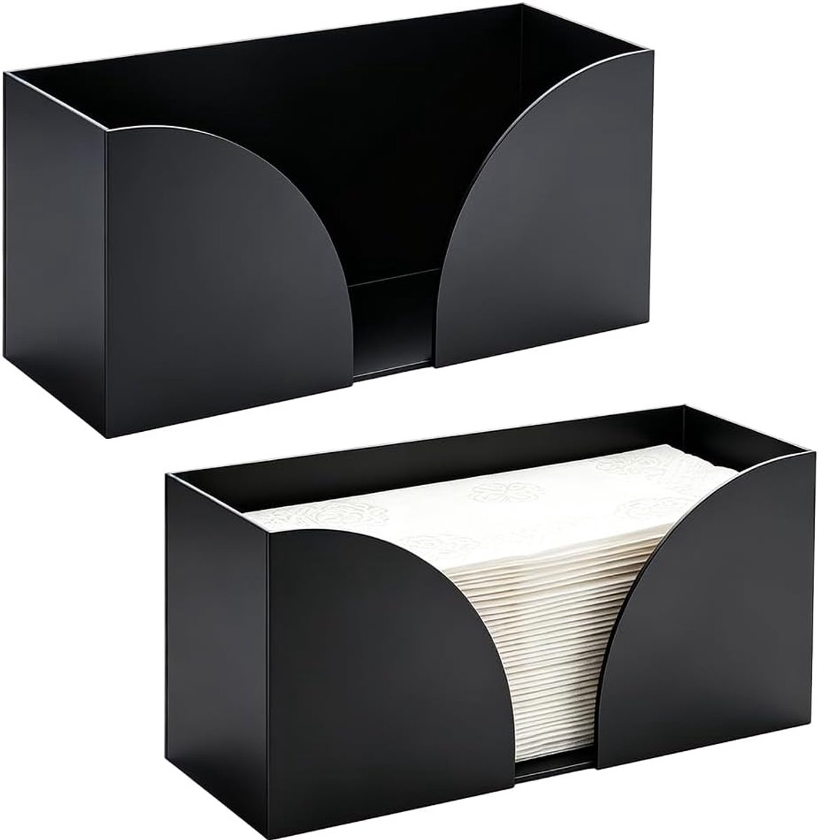 2 Stks Zwart Acryl Papier Handdoek Houder Aanrecht Tissue Opslag Y-Vormige Opening Rechthoek Servet Dispenser 275x105x127mm voor Thuis en Toilet