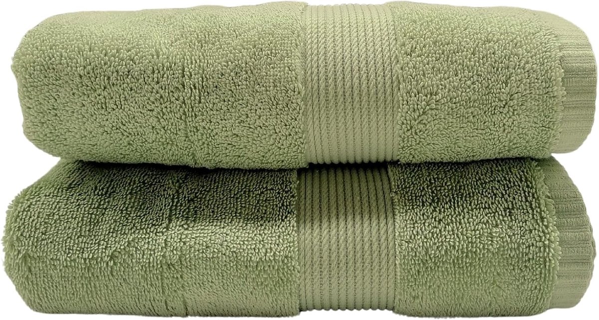 Handdoeken, 100% katoen, 50 x 100 cm, set van 2, groene handdoeken voor badkamer en kleine gastendoekjes