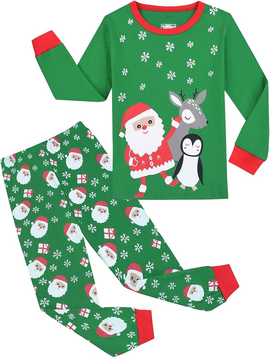 jongens Pyjama meisjes Kinderen Kerstpyjama Lange mouwen katoen tweedelig 2-12 jaar