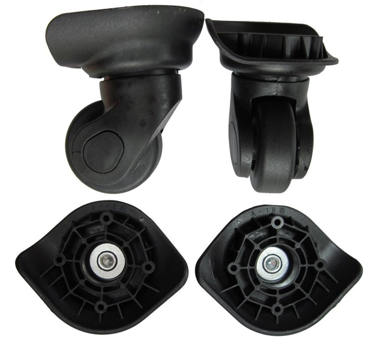 Vervangingswiel 2 stuks universele koffer wiel voor reiskoffer koffer Swivel Caster Spinner Rolling Wheels Enkele Roller Wielen voor Bagagetassen Trolley Case, Zwart, Nuttig
