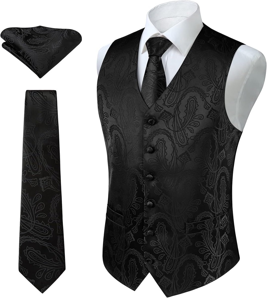 Vesten voor mannen bruiloft paisley vest bloemen jacquard stropdas zak vierkant feest formele vest pak set S-6XL