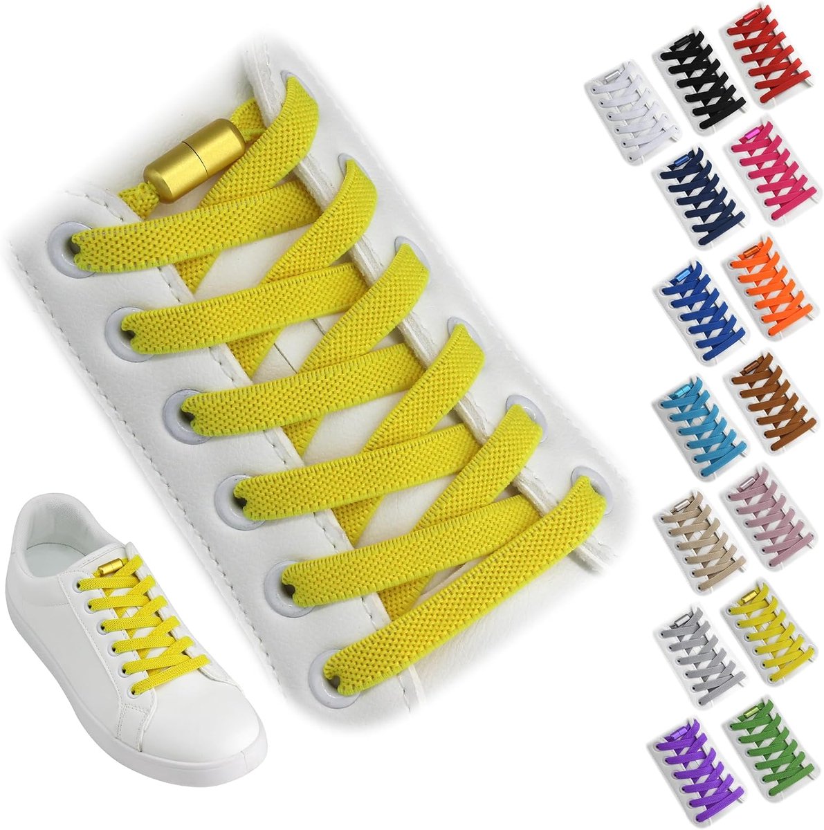 2 Paren Elastische Veters Zonder Strikken, Met Snellsluiting, Voor Gymschoenen & Alledaagse Schoenen, Geschikt Voor Kinderen & Volwassenen, Verstelbaar, Eenvoudig, Rekbaar