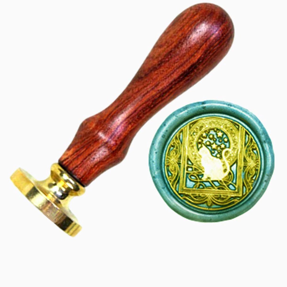 Cat Wax Sealing Stempel Met Afneembare Messing Hoofd Houten Handvat, Retro Vintage Dier Afdichting Wax Stempel voor Brief Kaarten Uitnodigingen
