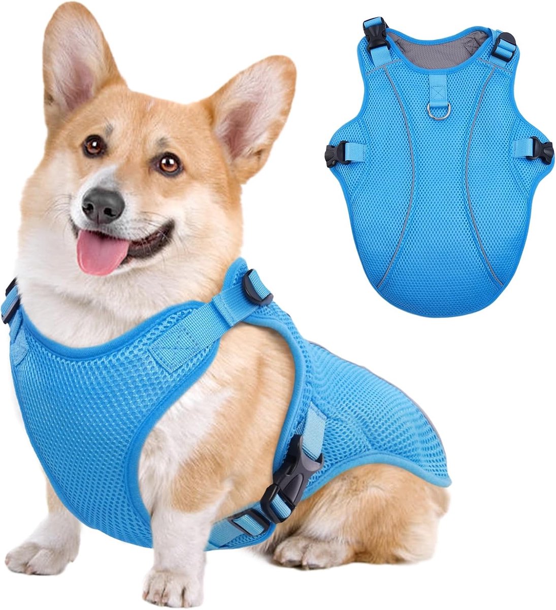 Koelvest voor honden, koel vest voor honden, ademende zomerjas, koeljas voor kleine honden, zomervest voor warm weer, blauw, S