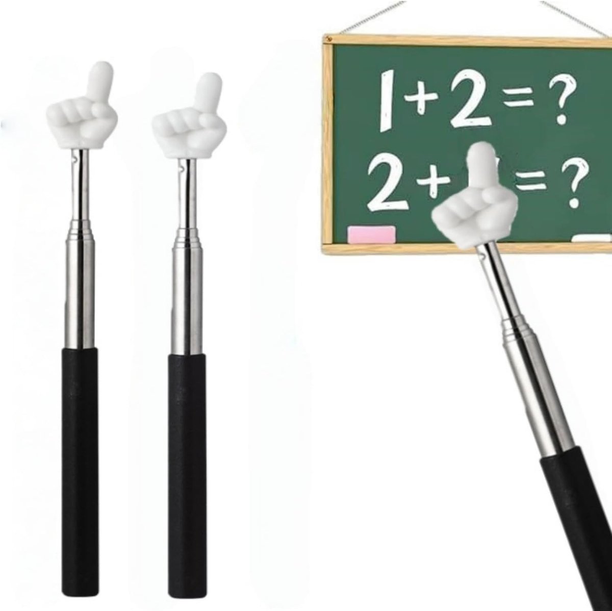 2 Pack Telescopische Leraar Pointer, Uitschuifbare Hand Pointer Vinger Pointer Stick, Helder Gekleurde Telescopische Leraren Pointer voor Klaslokaal, Presentaties, Whiteboards