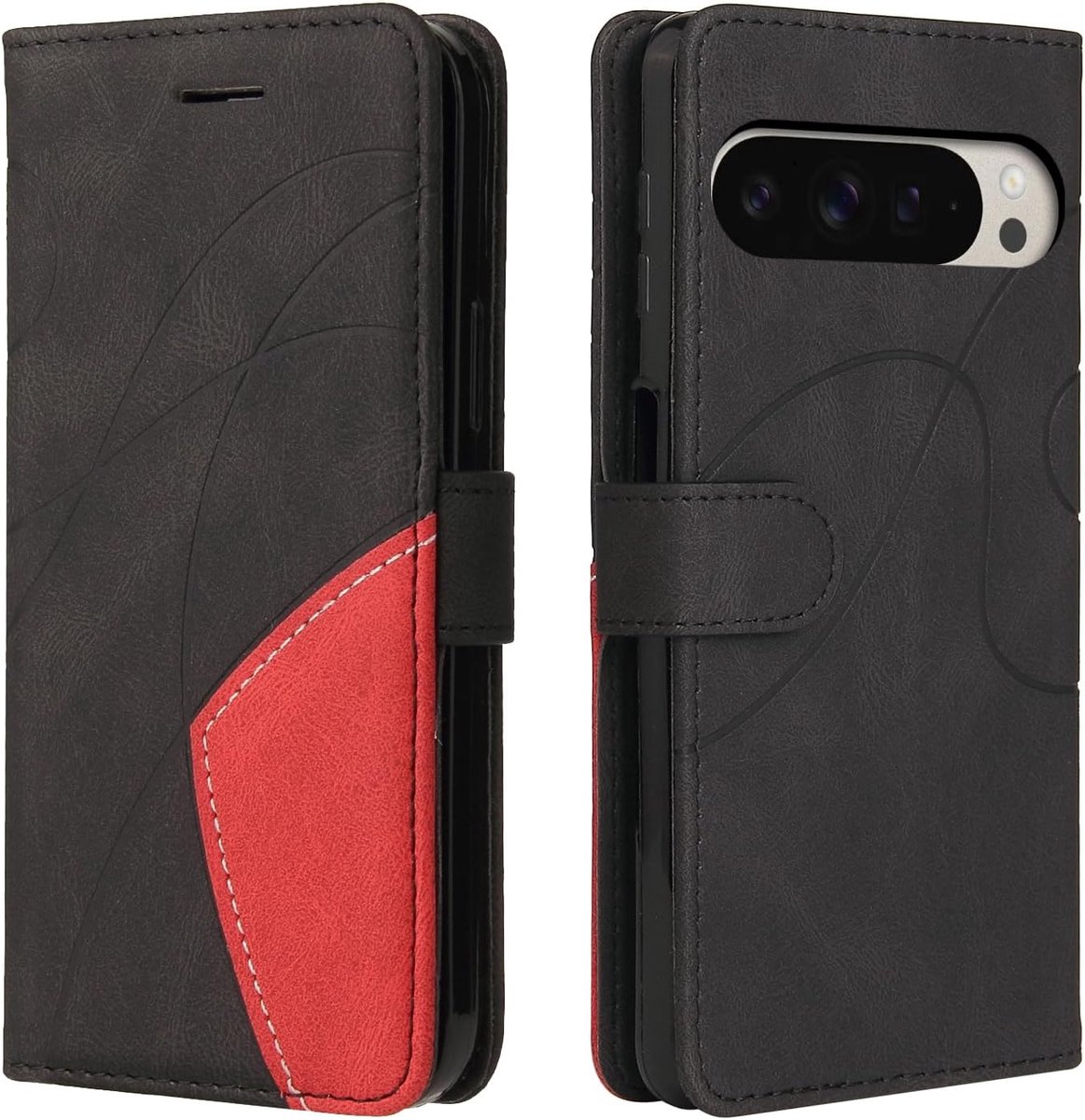 Hoes voor mobiele telefoon voor Google Pixel 10 Pro XL, PU lederen hoes met klep en kaartsleut & kickstand, flip case beschermhoes voor Google Pixel 10 Pro XL, zwart