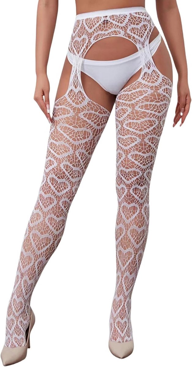 Visnetkousen voor dames, hoge taille, mesh panty, jarretel, kerstbroek, dijen, hoge kousen, grote maat, visnet, één maat