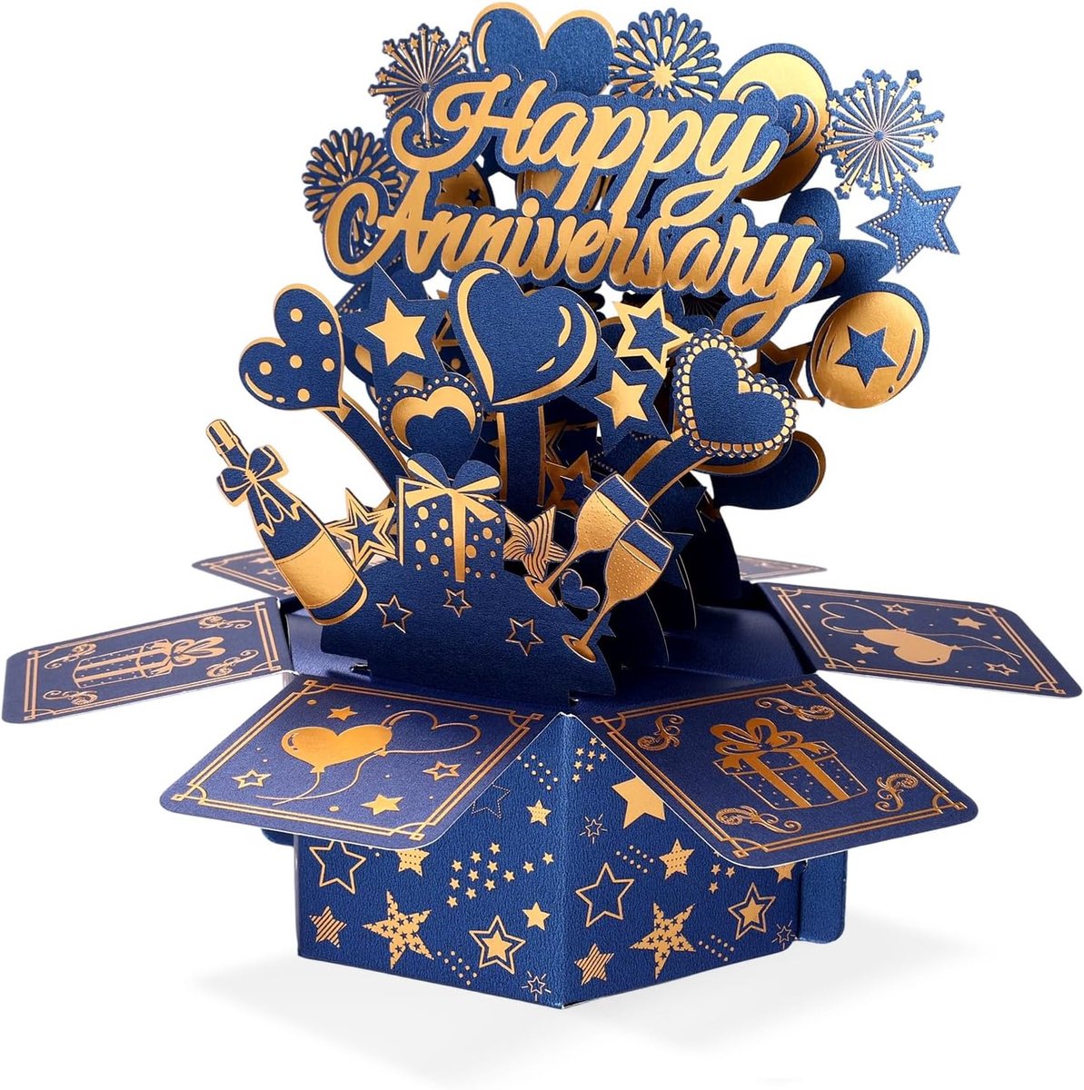 3D Happy Anniversary Pop-Upkaart, Gepersonaliseerd Huwelijksjubileumcadeau met Envelop voor Echtgenoten Echtgenoten Ouders Romantisch Aandenken voor Hem/Haar