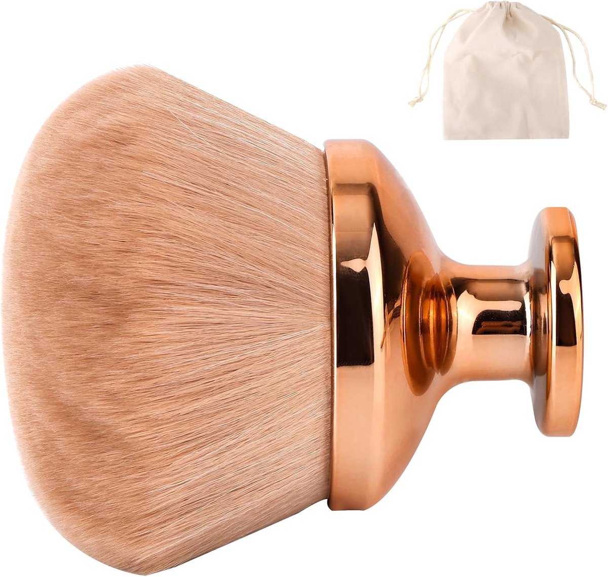 Grote Kabuki Make-up Borstel voor Bronzer en Zelfbruiners, Geschikt voor Gezicht, Hals en Lichaam, Inclusief Opbergtas