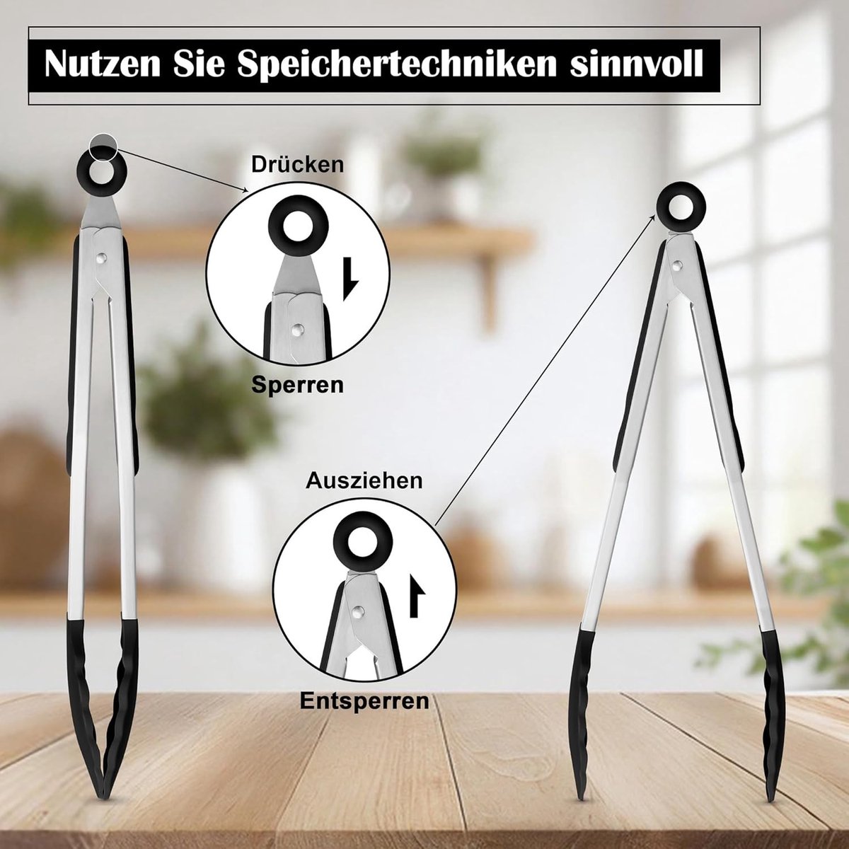 Keuken Tangenset van RVS en Siliconen - 35 cm en 27 cm - Antiaanbak, Vergrendelbare Grip en Makkelijk Schoon te Maken voor Grillen en Koken
