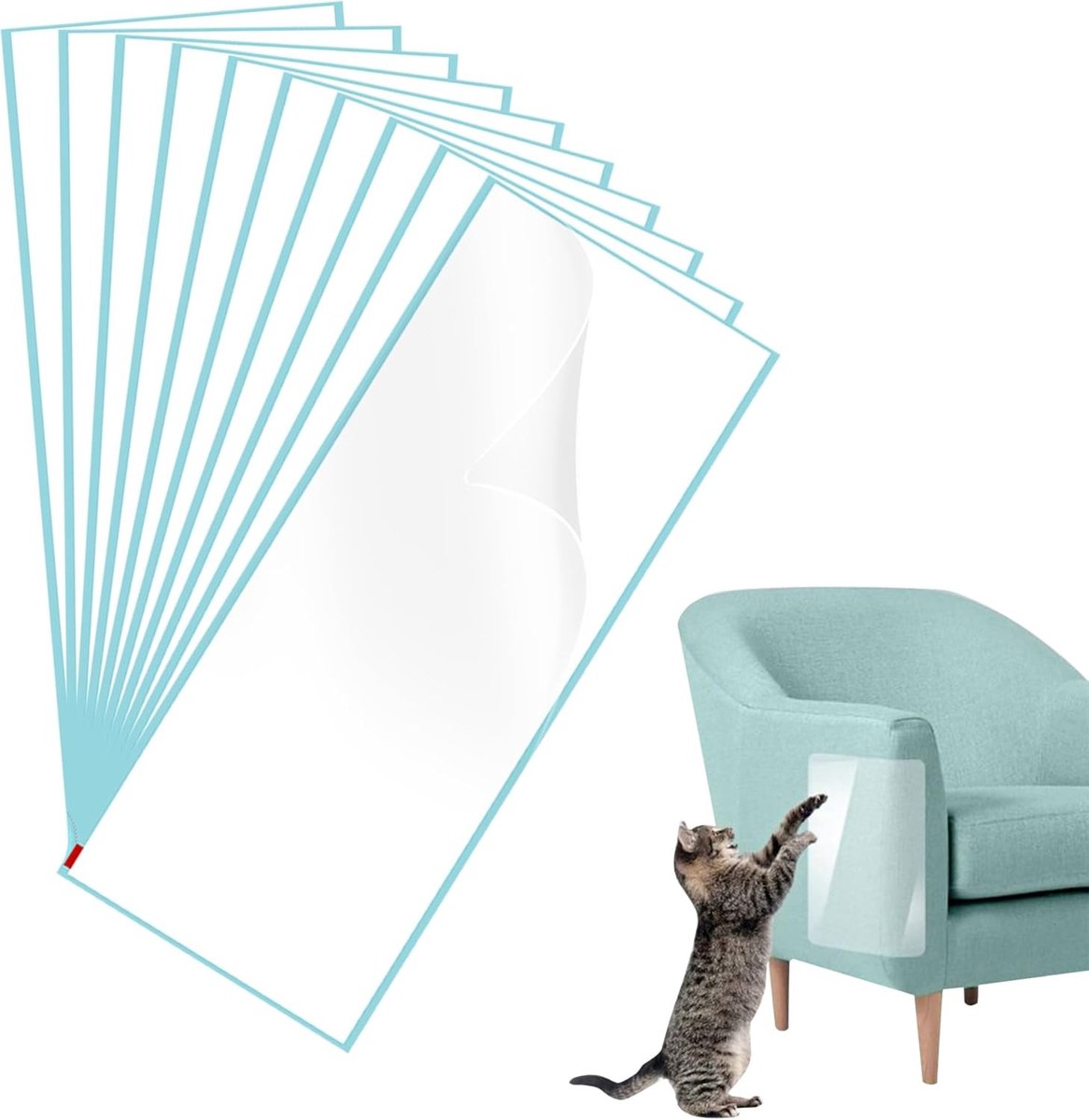 Zelfklevende dubbelzijdige anti-kras stickers voor meubels, 10 vellen 15 x 40 cm, bescherming tegen krassen van katten